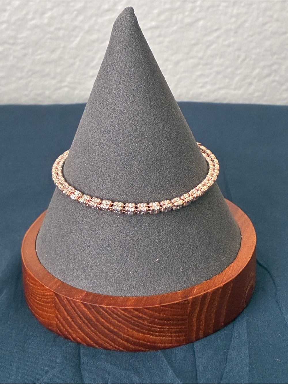 Sterling Silver Rose Gold and Silver Tone Bracelet 7” 3.7mm - Picture 6 of 7